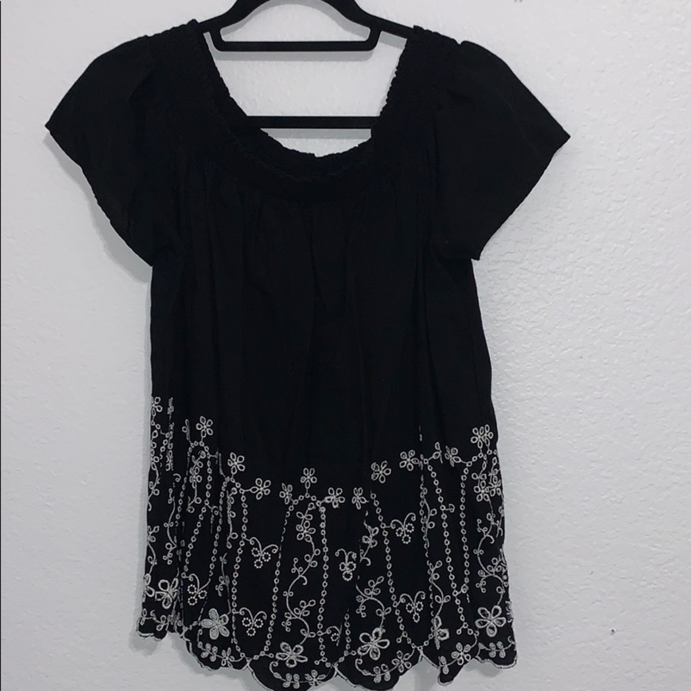 Off the shoulder embroidered top